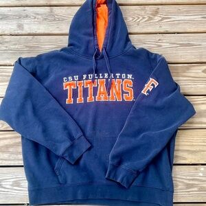 Vintage faded stadium athletics university hoodie.